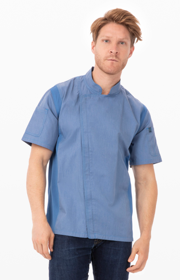 Chef Works BCSZ009-BLK-L  Springfield Chef&#39;s Coat Short Sleeve,  Large