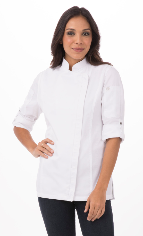 Chef Works BCWLZ005-M Hartford Chef&#39;s Coat Women Long Sleeve, Medium