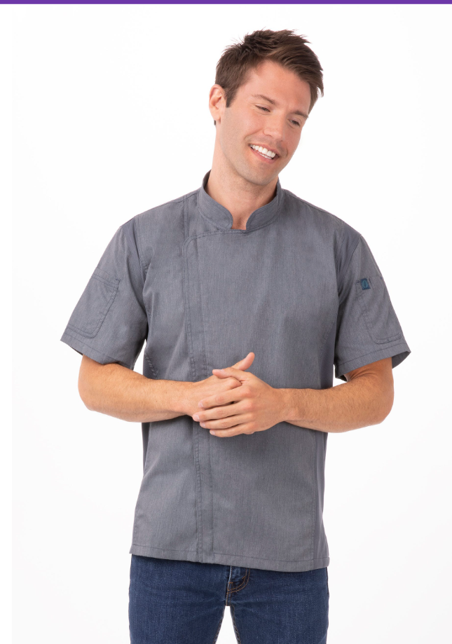 Chef Works BCSZ009-XL Springfield Chef&#39;s Coat Short Sleeve, X-large