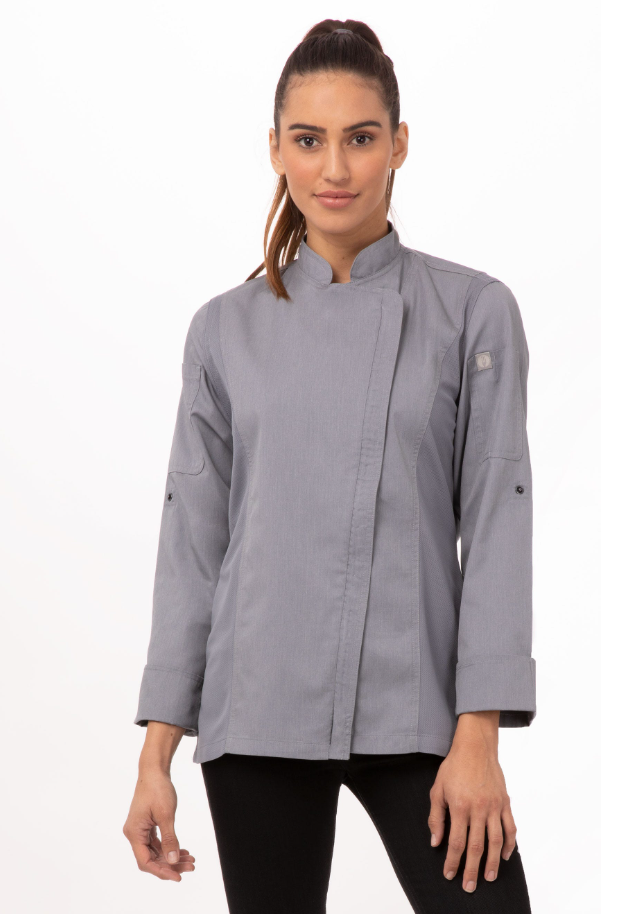 Chef Works BCWLZ005-L Hartford Chef&#39;s Coat Women Long Sleeve, Large