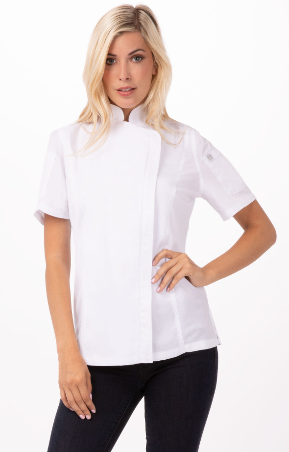 Chef Works BCWSZ006-2XL Springfield Woman Chef&#39;s Coat Short Sleeve, 2X-Large