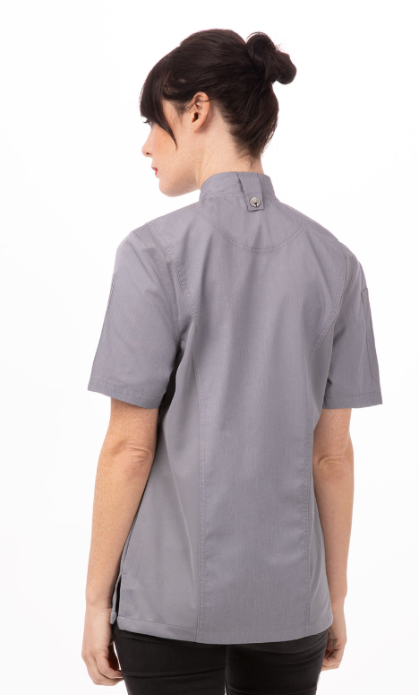 Chef Works BCWSZ006-BLK-S Springfield Woman Chef&#39;s Coat Short Sleeve, Black, Small
