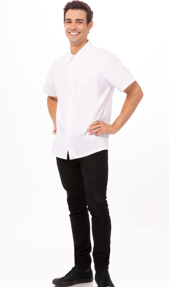 Chef Works KCBLBLK-L Utility Shirt Short Sleeve Large