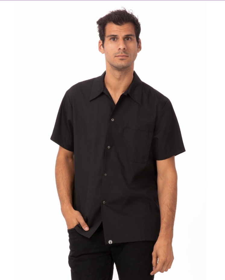 Chef Works KCBLBLK-L Utility Shirt Short Sleeve Large