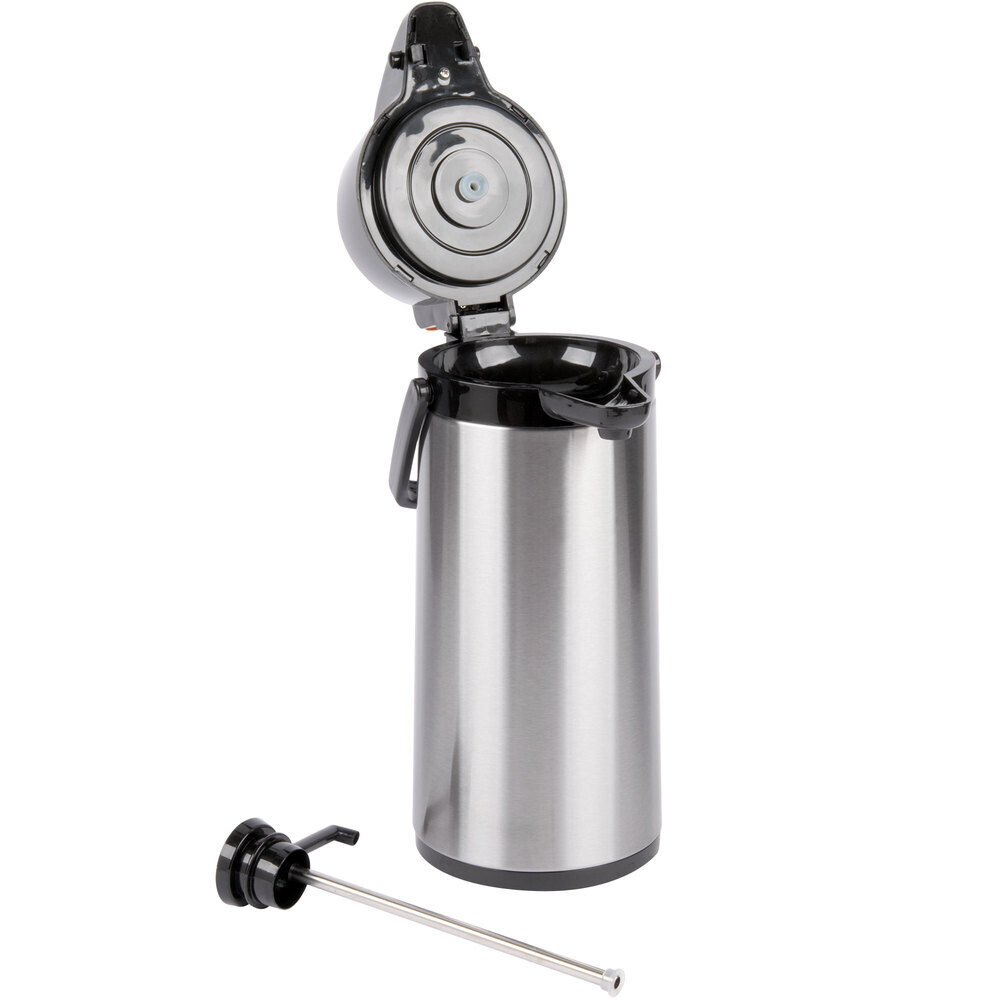 Thunder Group ASLS325 Airpot, Airpot, 2.5 liter (84 oz.), 8-1/4" x 6-1/2" x 15-1/3"H, stainless steel lined, silver lever top, color beverage indicator tags, stainless steel, mirror-finish