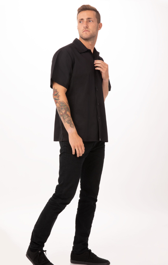 Chef Works CSCV-BLK-M Cook Shirt, short sleeves, Medium