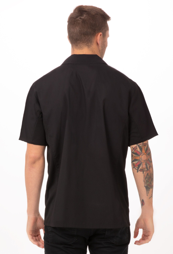 Chef Works CSCV-BLK-S Black Short Sleeve Cook Shirt, Small