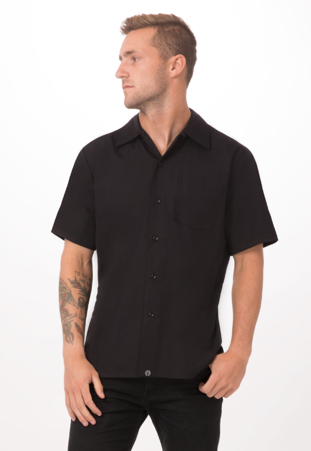 Chef Works CSCV-BLK-M Cook Shirt, short sleeves, Medium