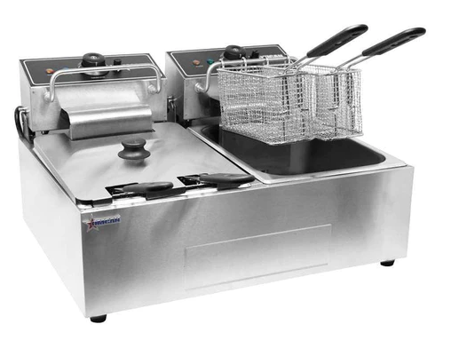Omcan CE-CN-0012 - 24 lb. Electric Countertop Fryer - Two 12 lb. Tanks