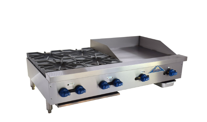 Comstock-Castle FHP48-2LB-24B, ​Char-Broiler/Griddle-Cheesemelter Combination, countertop, gas, 48&quot;, 3/4&quot; thick griddle plate