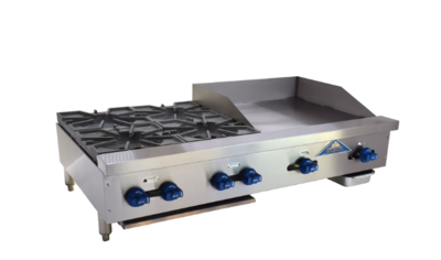 Comstock-Castle FHP48-2LB-24B, ​Char-Broiler/Griddle-Cheesemelter Combination, countertop, gas, 48", 3/4" thick griddle plate