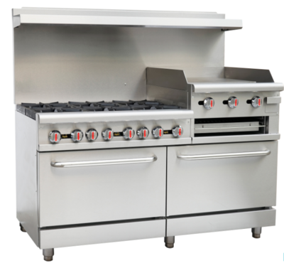 Servware SGR-6B-24RG ​Restaurant Range, natural gas, 6 burners, 24" raised griddle