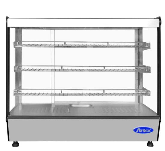 Atosa CHDS-53 Heated Display Case, countertop, 27-5/8&quot;W x 22-1/2&quot;D x 26-5/8&quot;H, 5.3 cu. ft. capacity, straight front glass, 86° - 194°F temperature range, (3) stainless steel shelves, (2) rear sliding