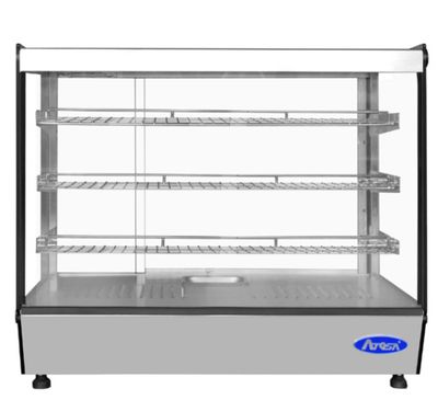 Atosa CHDS-53 Heated Display Case, countertop, 27-5/8&quot;W x 22-1/2&quot;D x 26-5/8&quot;H, 5.3 cu. ft. capacity, straight front glass, 86° - 194°F temperature range, (3) stainless steel shelves, (2) rear sliding