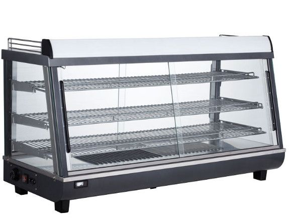 Omcan 44438 Heated Display Case, countertop, 47&quot; W, self-service, 6.6 cu. ft. capacity, (2) front sliding doors,