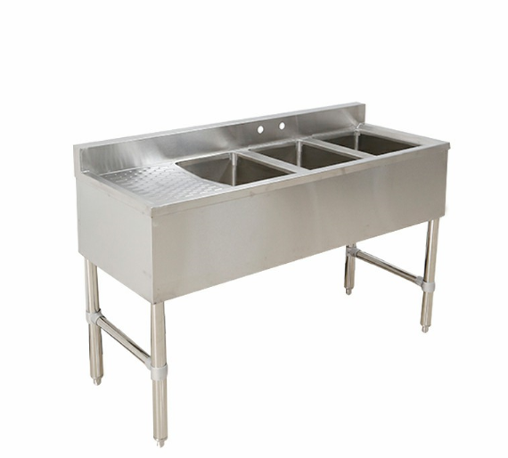 Klinger&#39;s Trading BAR3DL Underbar Sink,  three compartment, 49&quot;W x 18-3/4&quot;D x 33&quot;H