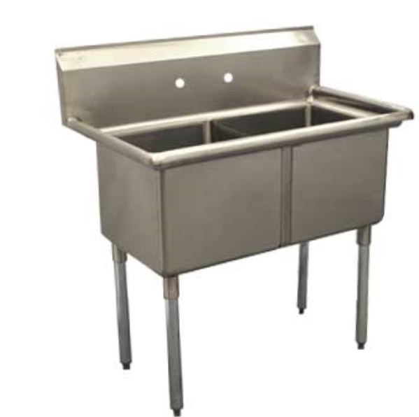 Serv-Ware E2CWP2424 Economy Series Sink ,two comparment, 53&quot;W x 29-1/2&quot;D