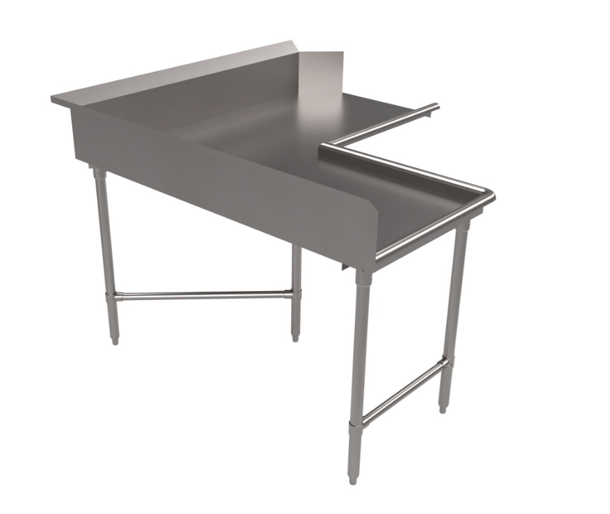 BK Resources BKCDT6-C6072L 72&quot; Clean 16 Ga Left Side Corner Dish Tables