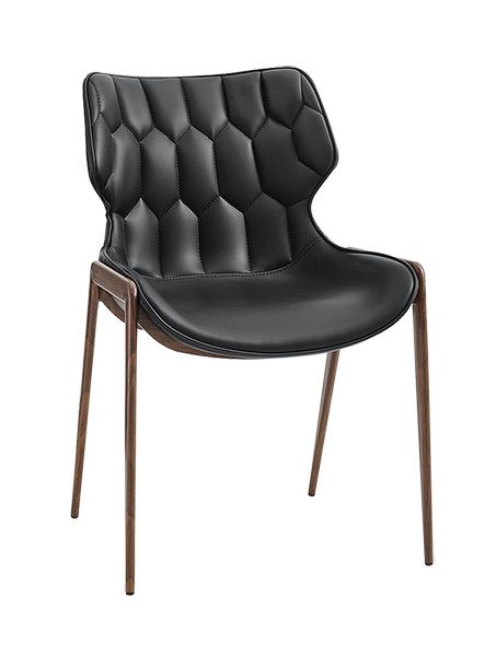 Everyday ERP-467 Restaurant Furniture Indoor Wood Grain Metal Chair with Padded Black Vinyl Seat. 20 lbs