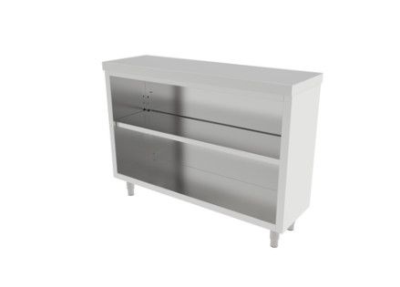 ATS MET‐CDN‐1548 Dish Cabinet, 15&quot;W x 48&quot;L x 35&quot;H, 18/430 stainless steel top, (2) under shelves, stainless steel construction, NSF