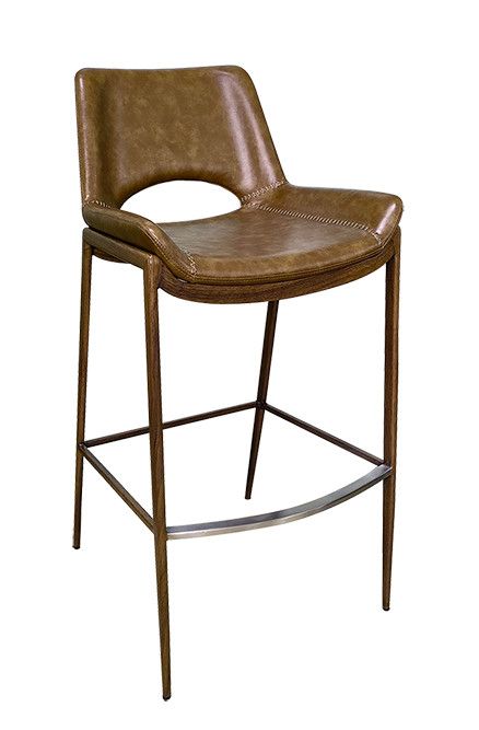 Everyday Restaurant ERP-468-BS Indoor Wood Grain Metal Bar Stool with tan brown vinyl Back &amp; Seat