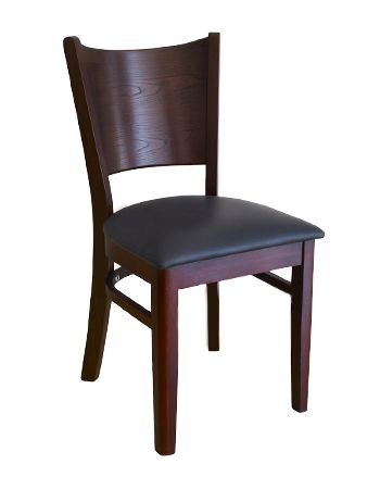 Everyday ERP‐B1081‐W‐VINYL‐BLK Restaurant Furniture Plain back beech chair in Walnut with Vinyl seat in Black 34&quot;H x 17&quot;L x 17&quot;W