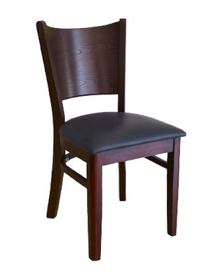 Everyday ERP‐B1081‐W‐VINYL‐BLK Restaurant Furniture Plain back beech chair in Walnut with Vinyl seat in Black 34&quot;H x 17&quot;L x 17&quot;W