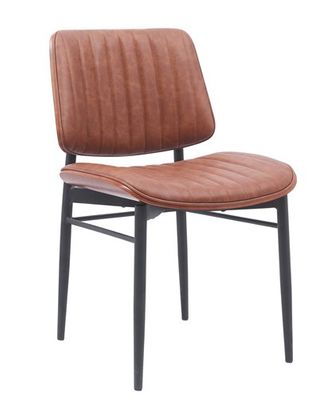 Everyday ERP-213-BRN Restaurant Furniture Indoor Mid-Century Modern Metal Chair with Brown Vinyl Seat &amp; Back