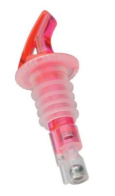 Precision Pours 100 WR C/F 1 oz. Watermelon Red Measured Liquor Pourer with Collar and Fliptop - 12/Pack