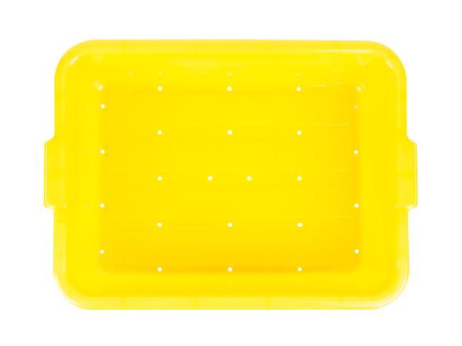 Vollrath 1511C08 Color-Mate Yellow Perforated Drain Box - 20&quot; x 15&quot; x 5&quot;
