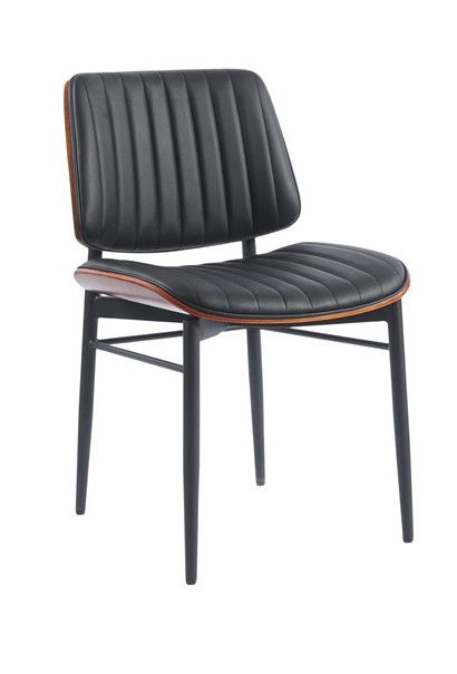 Everyday ERP-213-BLK Indoor Mid-Century Modern Metal Chair with Black Vinyl Seat &amp; Back