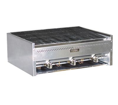 Royal Range RSCB-36 Charbroiler, gas, countertop, 36&quot;, lava rock, (3) H-type cast iron burners, manual controls