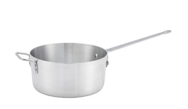 Winco ASP-10  Sauce Pan, 10 qt., 11-1/2&quot; dia. x 5-3/4&quot;H, tapered sides, without cover, with helper handle, riveted handle, 3.0mm thick, 3003 heavyweight aluminum, natural finish