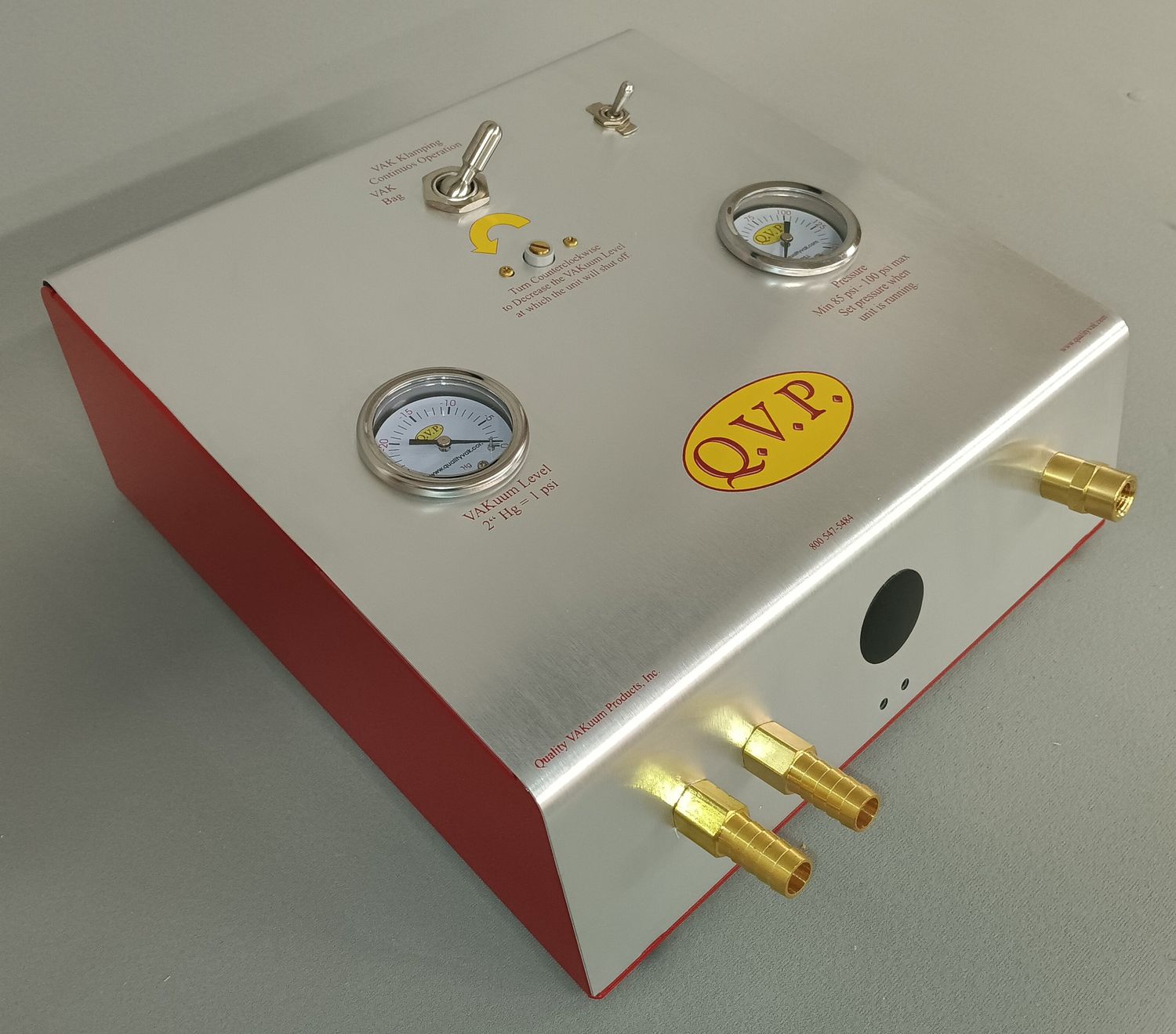 Quality VAKuum Products' NU20 regulated air-powered vacuum pump pulls 20 C.F.M. of vacuum flow.