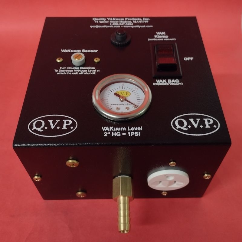 Electric Controller for Vacuum Pumps (EC) This Electric Controller converts your continuous-run vacuum pump into a fully regulated, automatic system, perfect for demanding veneering and laminating applications. Compatible with vacuum pumps up to 3/4 horsepower (HP) from Quality Vakuum Products.
