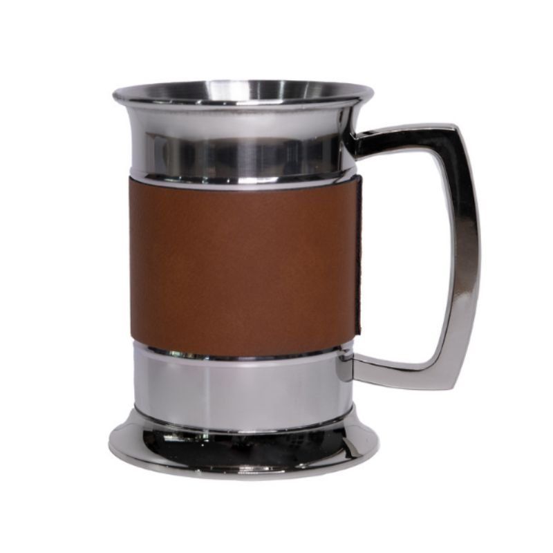 Armada S/S Tankard with Brown PU