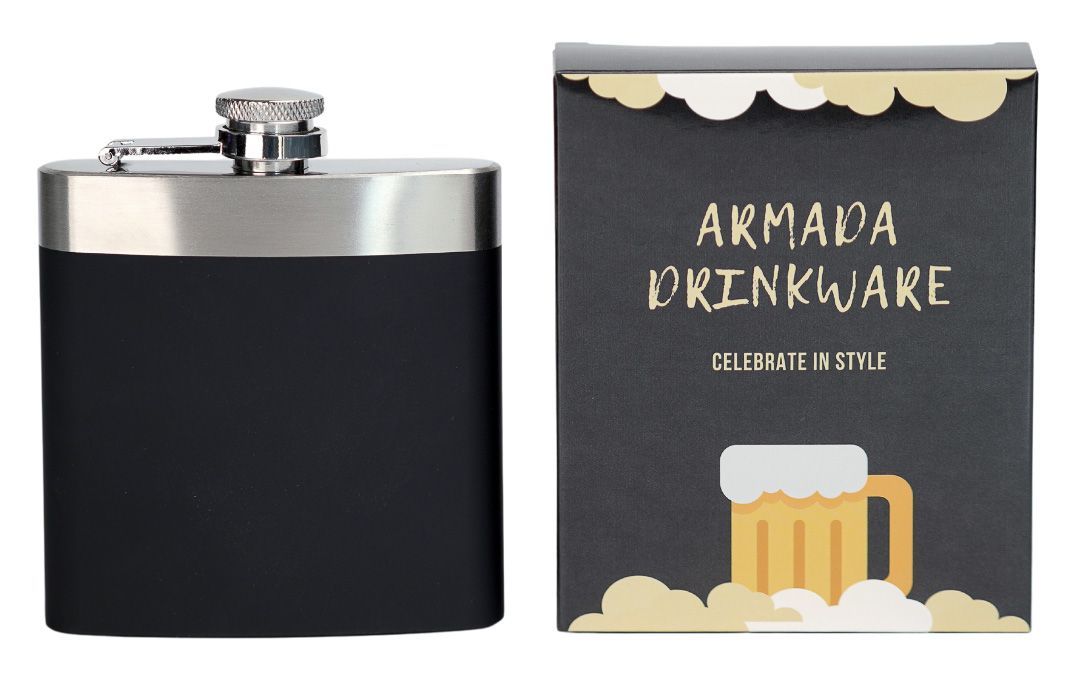 Armada Soft Touch Stainless Steel Reveal Hipflask