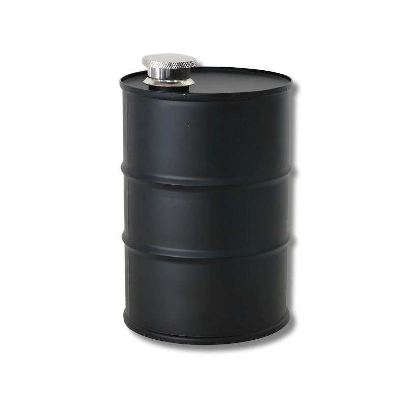 Black Matte Barrel Hipflask