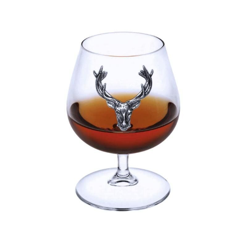 British Pewter 410ml BRANDY GLASS STAG HEAD