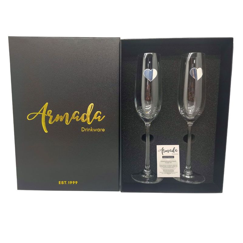 Champagne Flute Set with Heart Plate