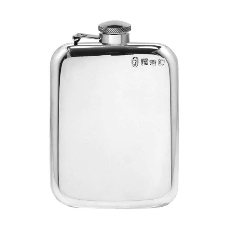 British Pewter Captive Lid Purse Hipflask