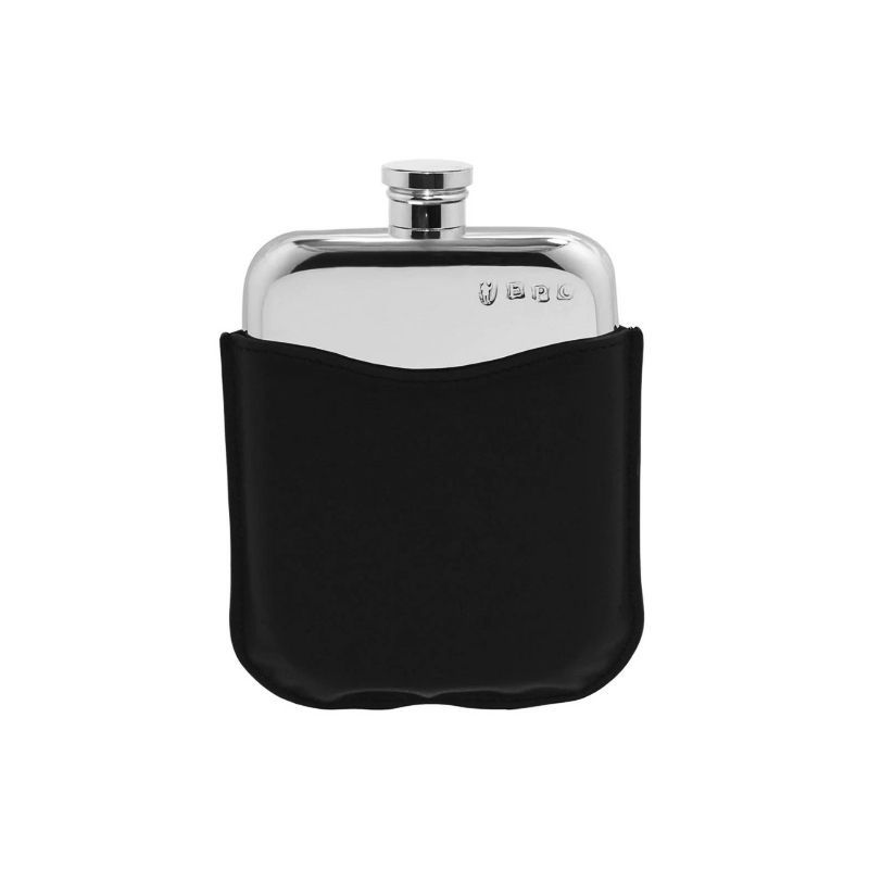 British Pewter Purse & Black Pouch 6oz Hipflask