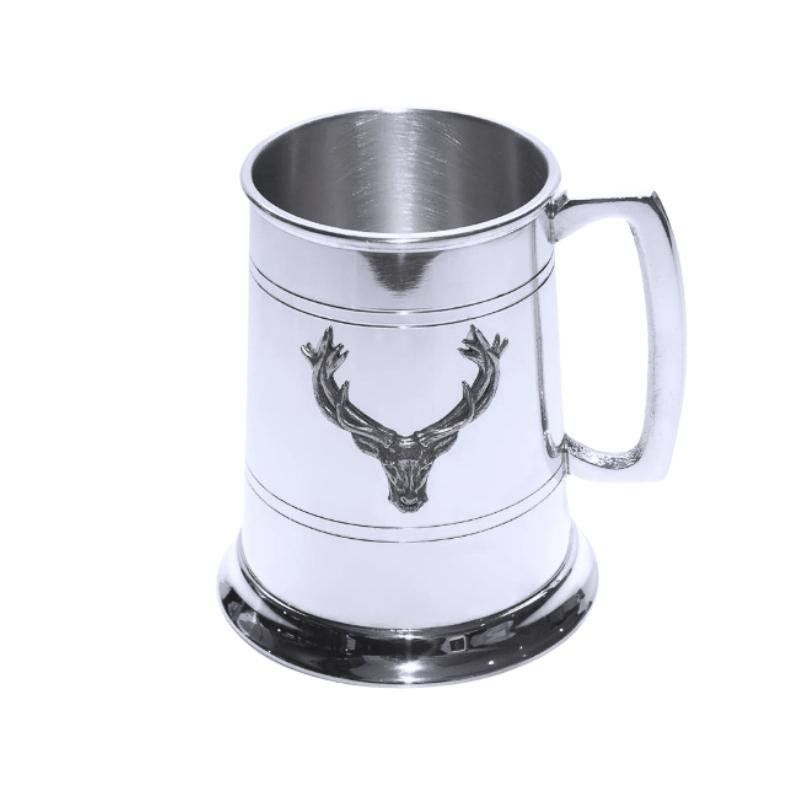 British Pewter 2 Line Stag Badge Tankard