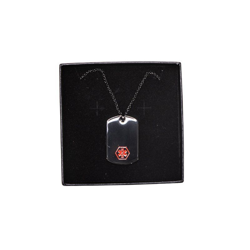 Medic ID Stainless Steel Black Dog Tag Pendant