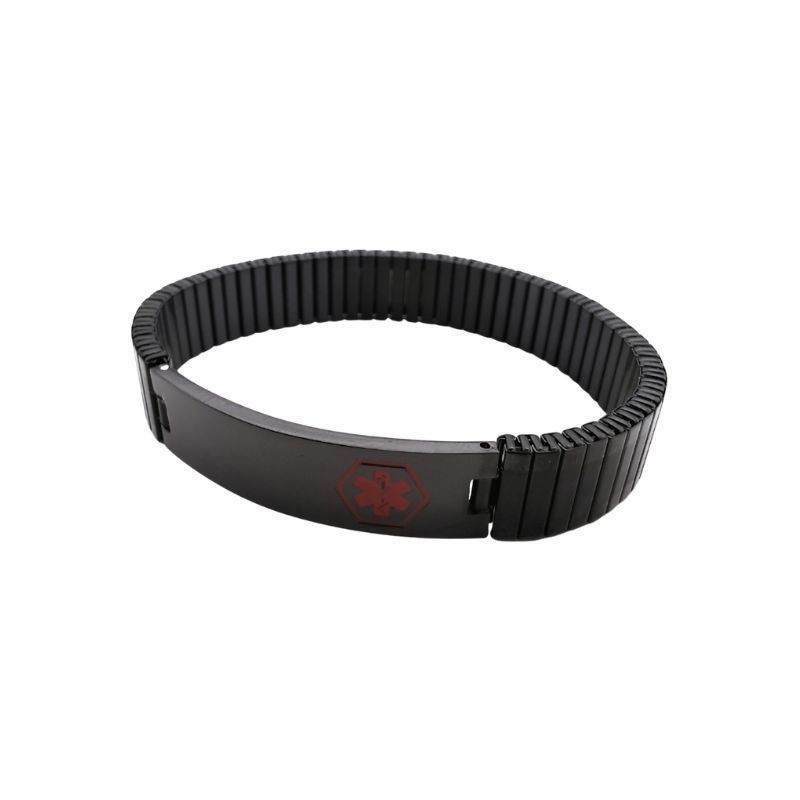 Medic ID Stainless Steel Black Plating Medium Expansion Bracelet