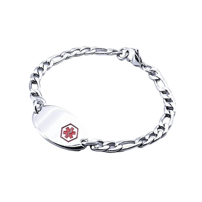 Medic ID Stainless Steel Oval Plate 19cm Bracelet