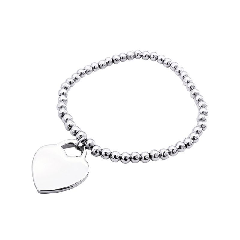 Stainless Steel Bangle with Heart Charm