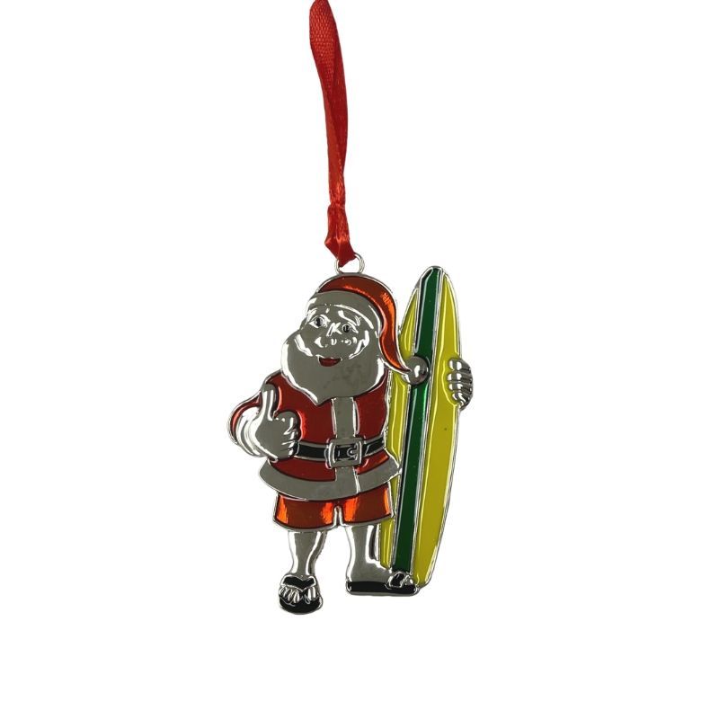 Christmas Ornament - Santa with Surfboard