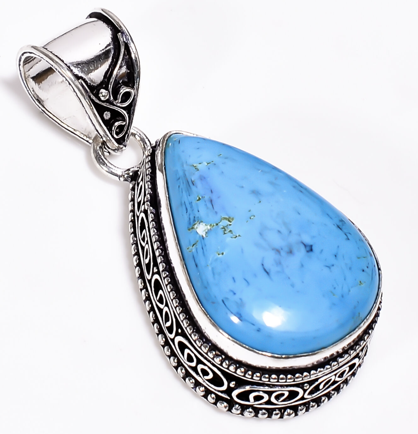 Magnesite Turquoise Pendant set in Sterling Silver Plated