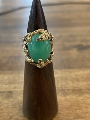 Vintage 14k Gold Chrysoprase Ring Size 8